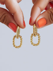 Double Hoop Earrings - Ash Double Marble Blue