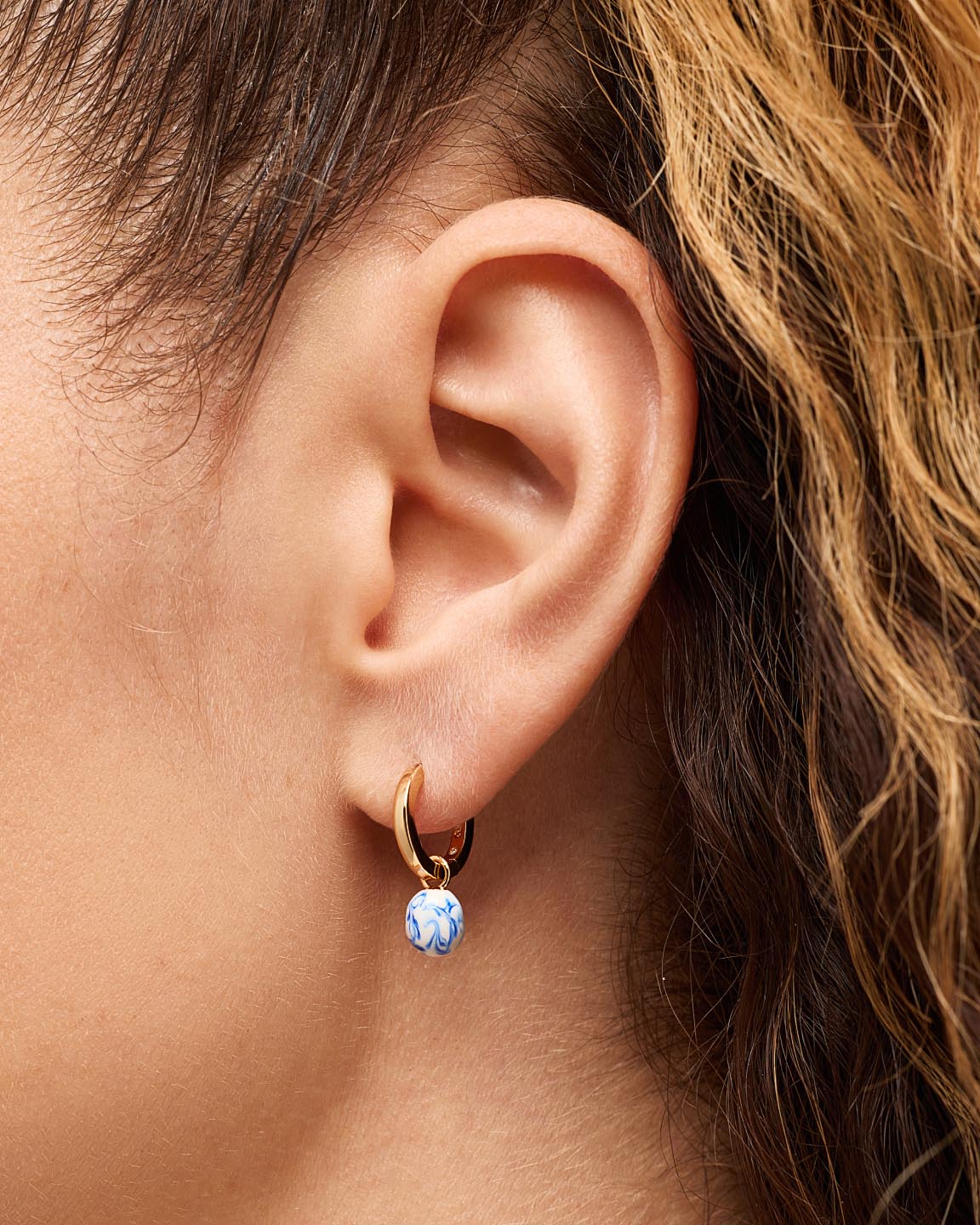 Drop Earrings - Lainey Medium Marble Blue