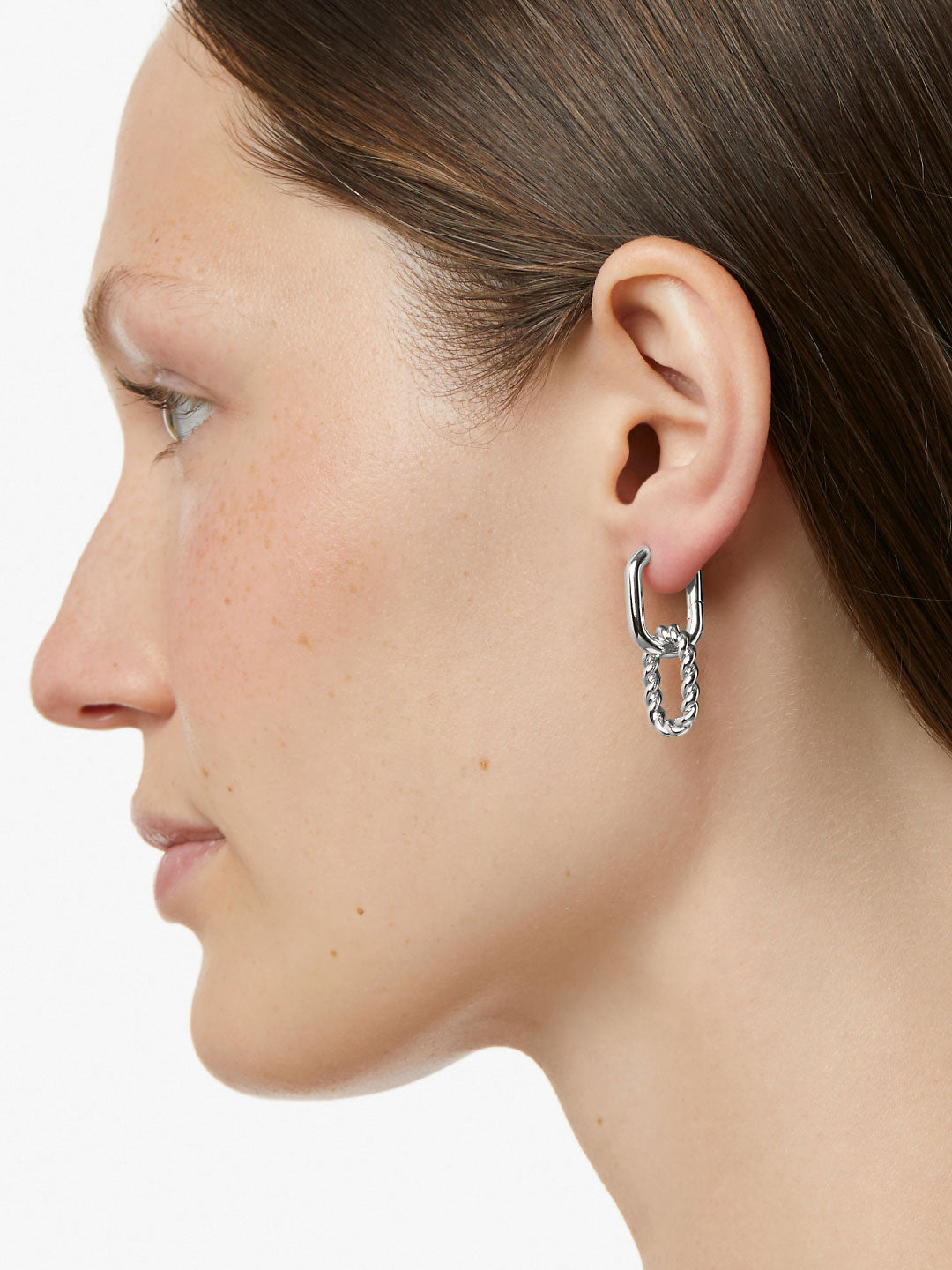 Double Hoop Earrings - Ash Double Marble Blue