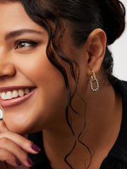 Double Hoop Earrings - Ash Double Marble Blue