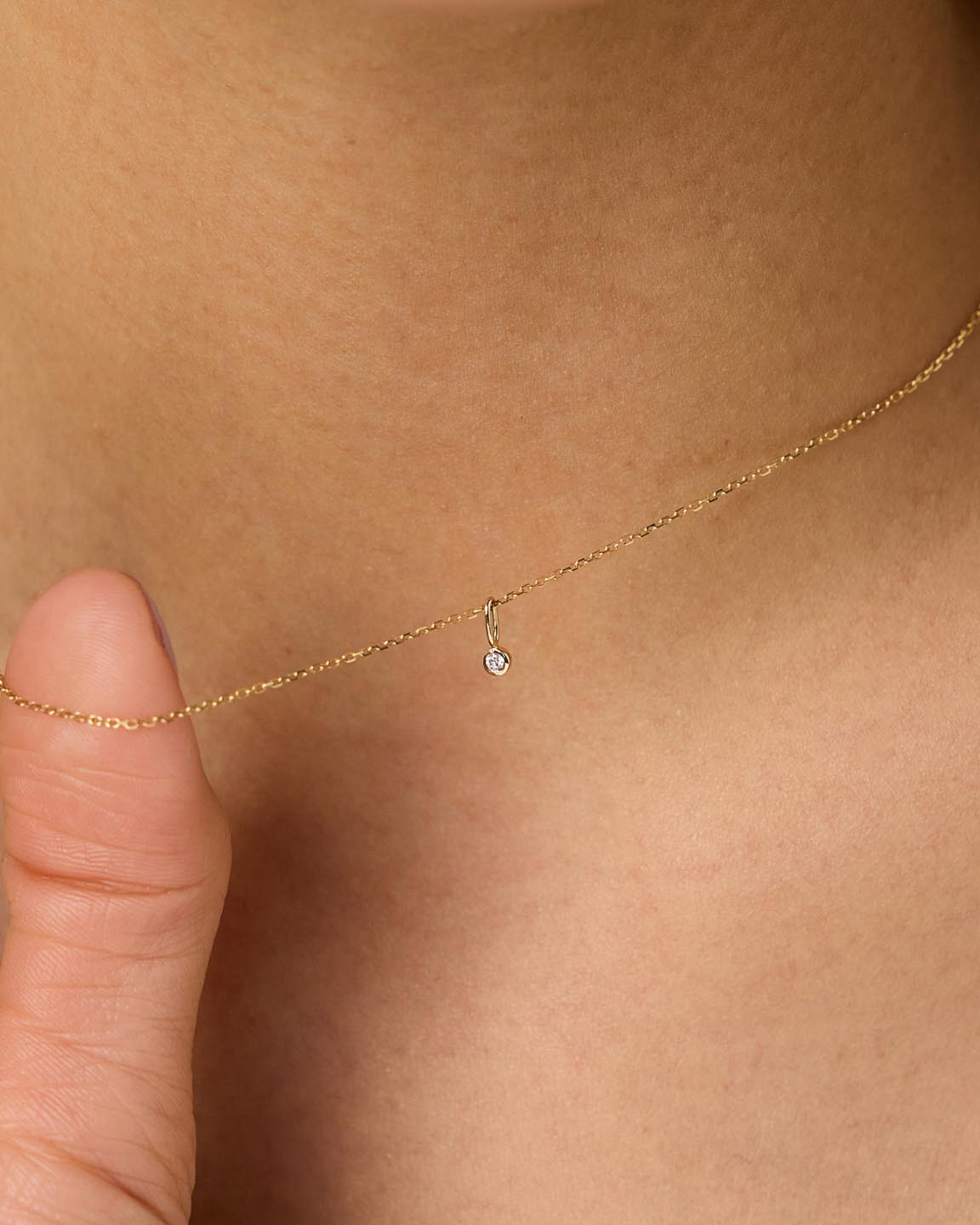 Ana Luisa Jewelry Necklace Charms Birthstone Gold Mini Birthstone Charm April Birthstone Gold Mini Diamond Charm Solid Gold