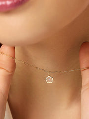 Gold Pendant - Floating Diamond Charm