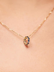 Solid Yellow Gold - Blue Sapphire Zeno Charm