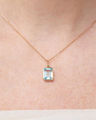 Solid Yellow Gold - Blue Topaz Spritz Necklace