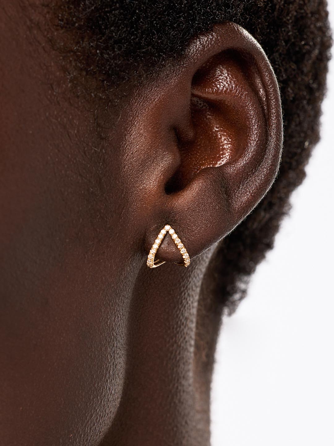 Solid White Gold - Diamond Velora Huggie Studs