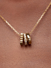 Solid Yellow Gold - Diamond Zeno Charm Necklace