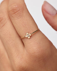 Solid Gold Diamond Solid Bloom Fine Flower Stone Rings For Women Ana Luisa Mini Diamond Flower Ring