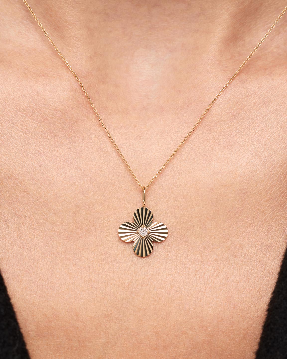 Solid Gold Diamond Solid Bloom Spring Ring Clasp Fine Flower Pendant Necklaces Ana Luisa Large Diamond Flower Charm Necklace