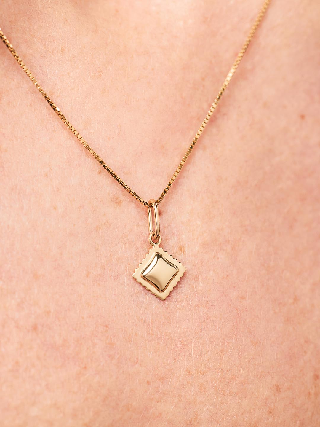 Solid Yellow Gold - Mini Ravioli Charm