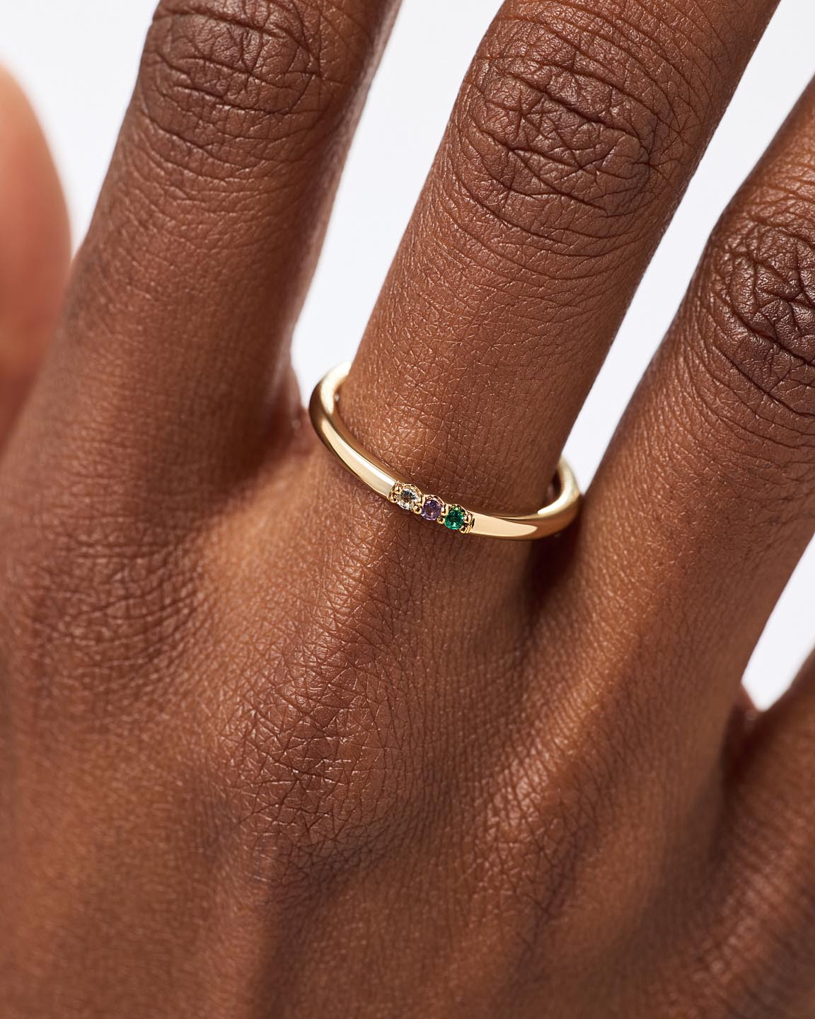 Solid Yellow Gold - 3 Stone Birthstone Ring