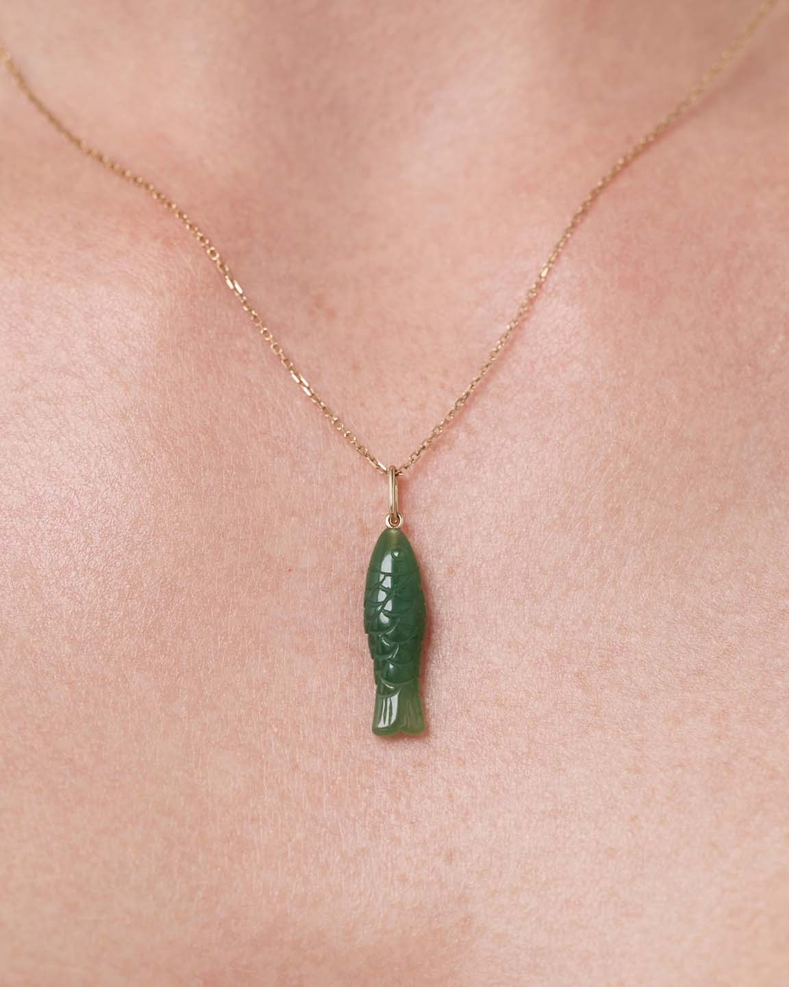 Solid Yellow Gold - Gemstone Fish Charm