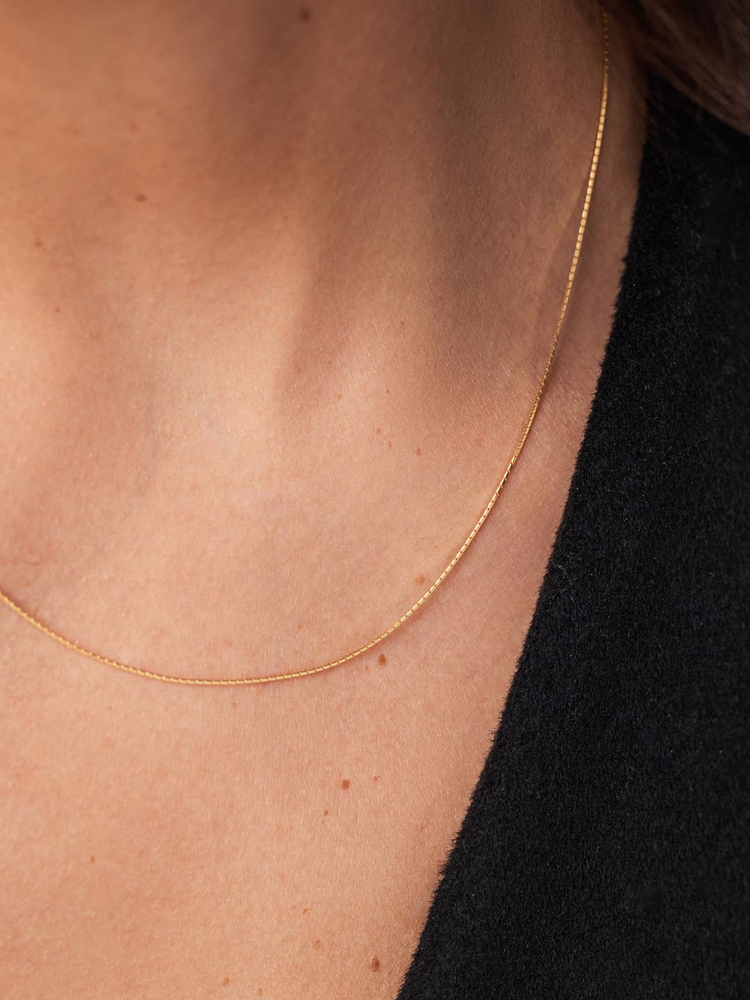 Solid Yellow Gold - Silk Chain Necklace