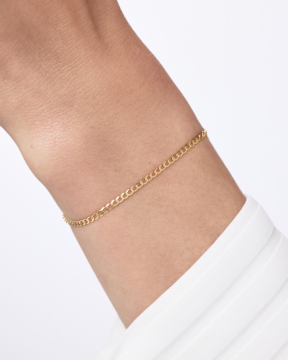 Solid Yellow Gold - Mini Curb Chain Bracelet