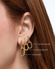 Double Hoop Earrings - Ash Double Marble Blue