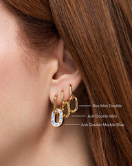 Double Hoop Earrings - Ash Double Marble Blue