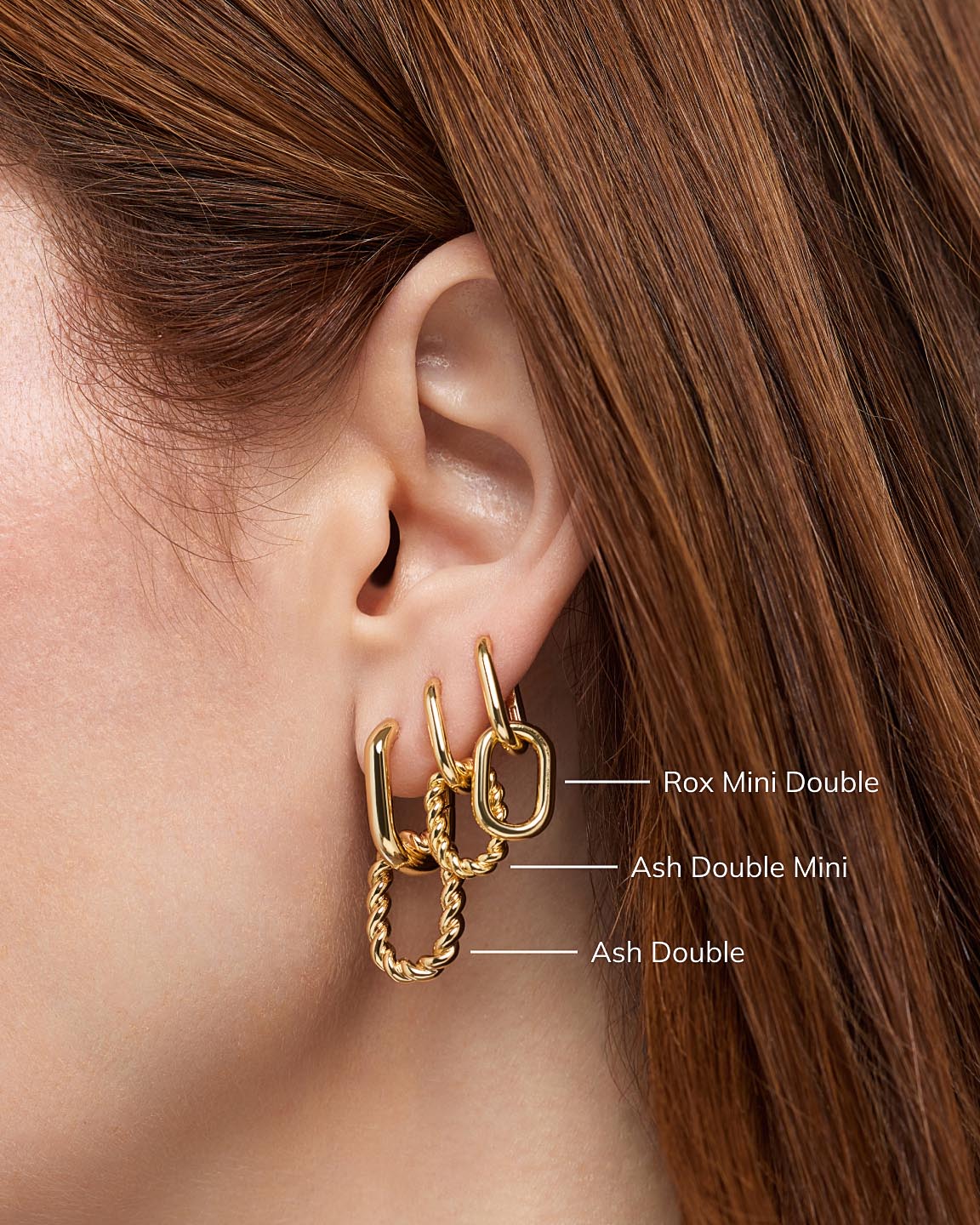 Double Hoop Earrings - Ash Double Marble Blue