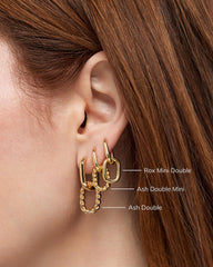 Double Hoop Earrings - Ash Double Marble Blue
