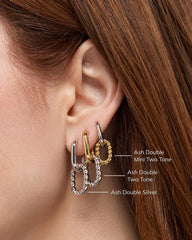 Double Hoop Earrings - Ash Double Marble Blue