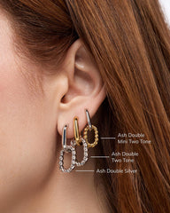 Double Hoop Earrings - Ash Double Marble Blue