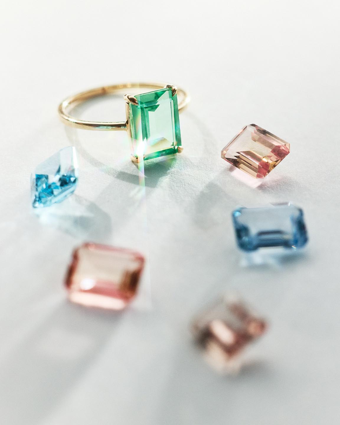Solid Yellow Gold - Blue Topaz Spritz Ring