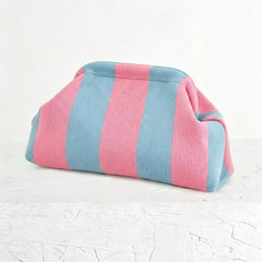 Woven Striped Pouch Clutch