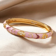 4-Piece Floral Accented Bangle Stack