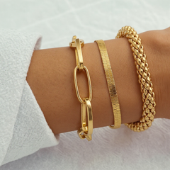 3-Piece Chunky & Elegant Bracelet Stack