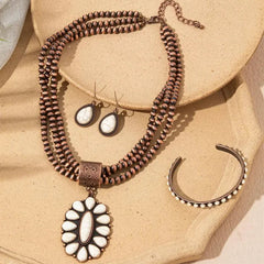 3-Piece Boho Beaded Necklace, Bracelet, Earring Set