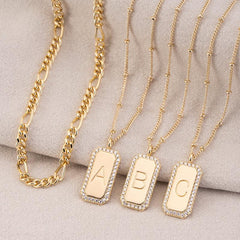 2-Piece Figaro & Satellite Chain Initial Necklace Stack