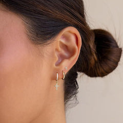 14K 3-Piece Dainty Cross Earrings Stack