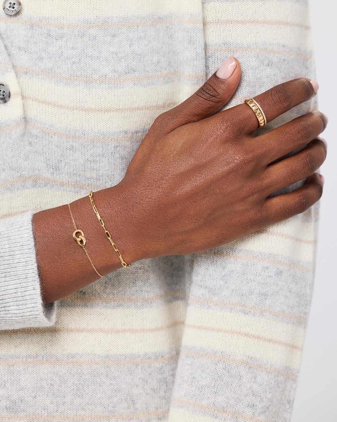 10K Solid Gold Links Circle Charm Bracelet For Women Ana Luisa Duo Links Bracelet