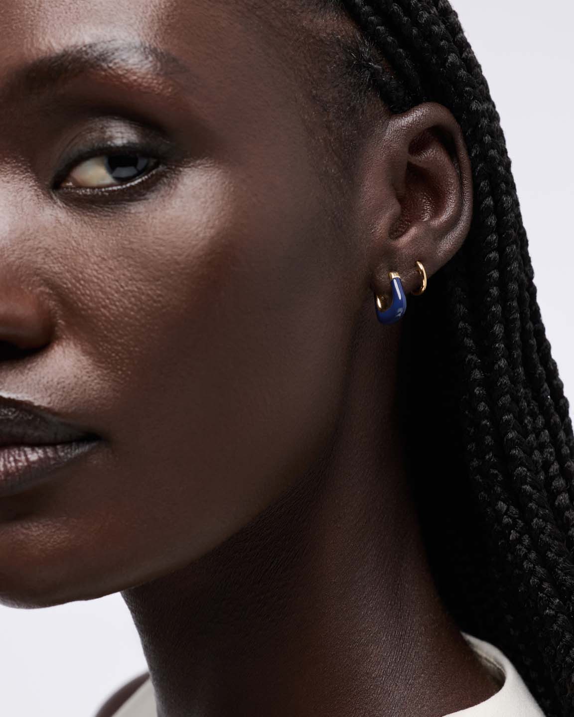 14K Gold Plated Enamel Riviera Blue Huggie Hoops Earrings For Women Ana Luisa Dakota Mini Navy
