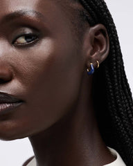 14K Gold Plated Enamel Riviera Blue Huggie Hoops Earrings For Women Ana Luisa Dakota Mini Navy