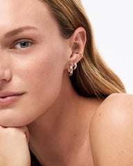 14K Gold Rhodium Plated Two Tone Hoop Earrings For Women Ana Luisa Asher Medium