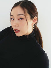 Double Hoop Earrings - Ash Double Marble Blue