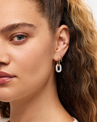 Double Hoop Earrings - Ash Double Marble Blue
