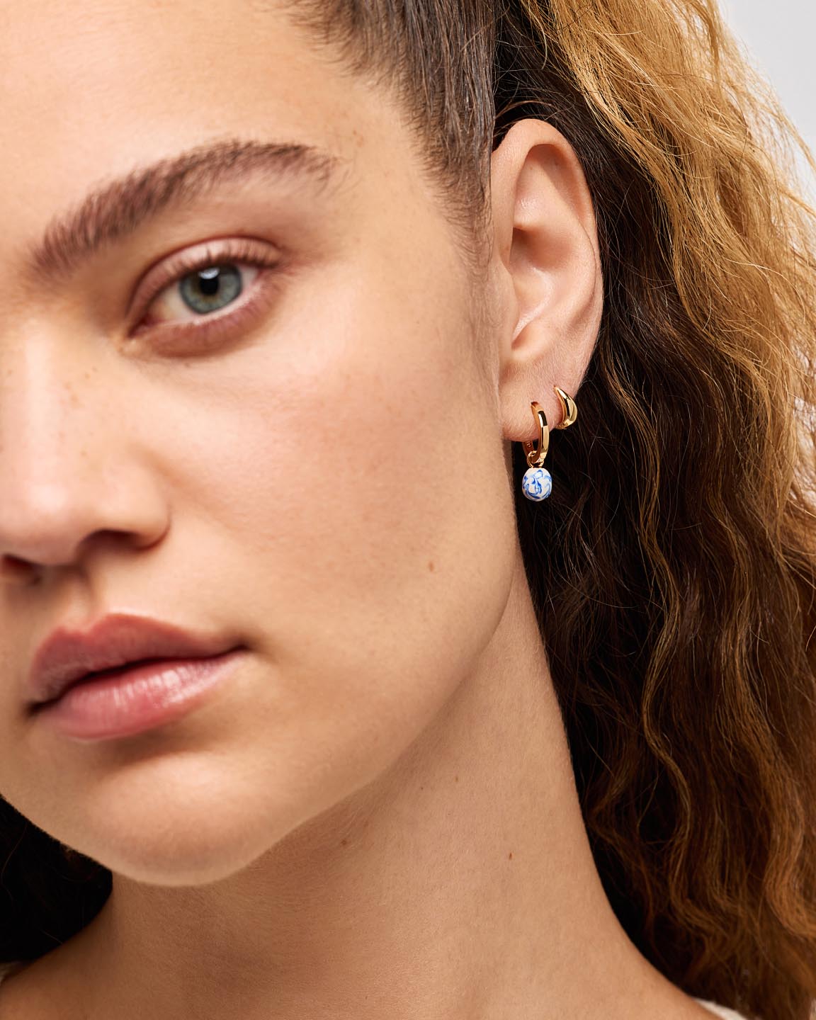 Drop Earrings - Lainey Medium Marble Blue