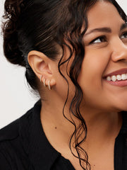 Gold Huggie Hoop Earrings - Pave Huggie Hoops