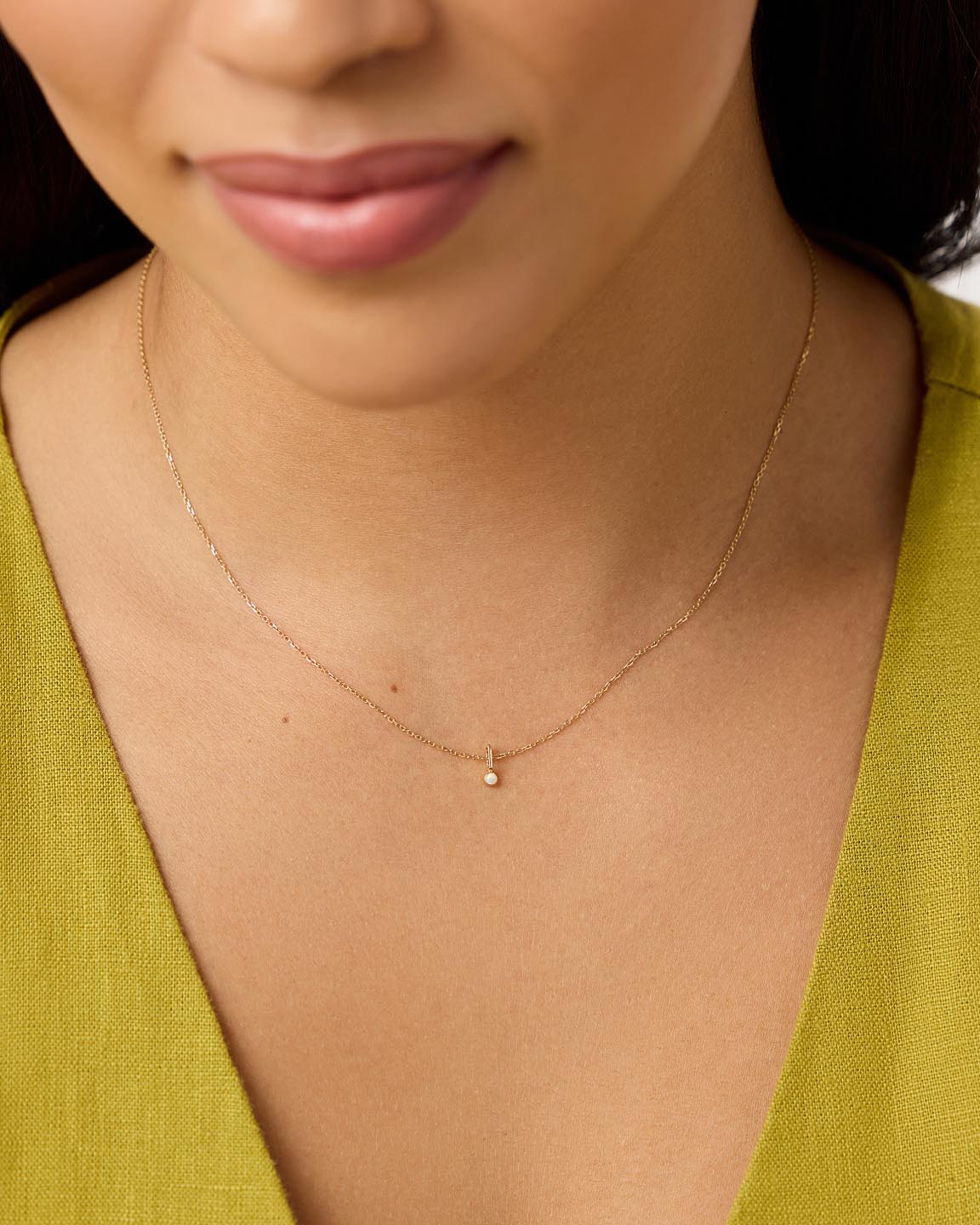 Ana Luisa Jewelry Necklace Charms Birthstone Gold Mini Birthstone Charm October Birthstone Gold Mini Opal Charm Solid Gold