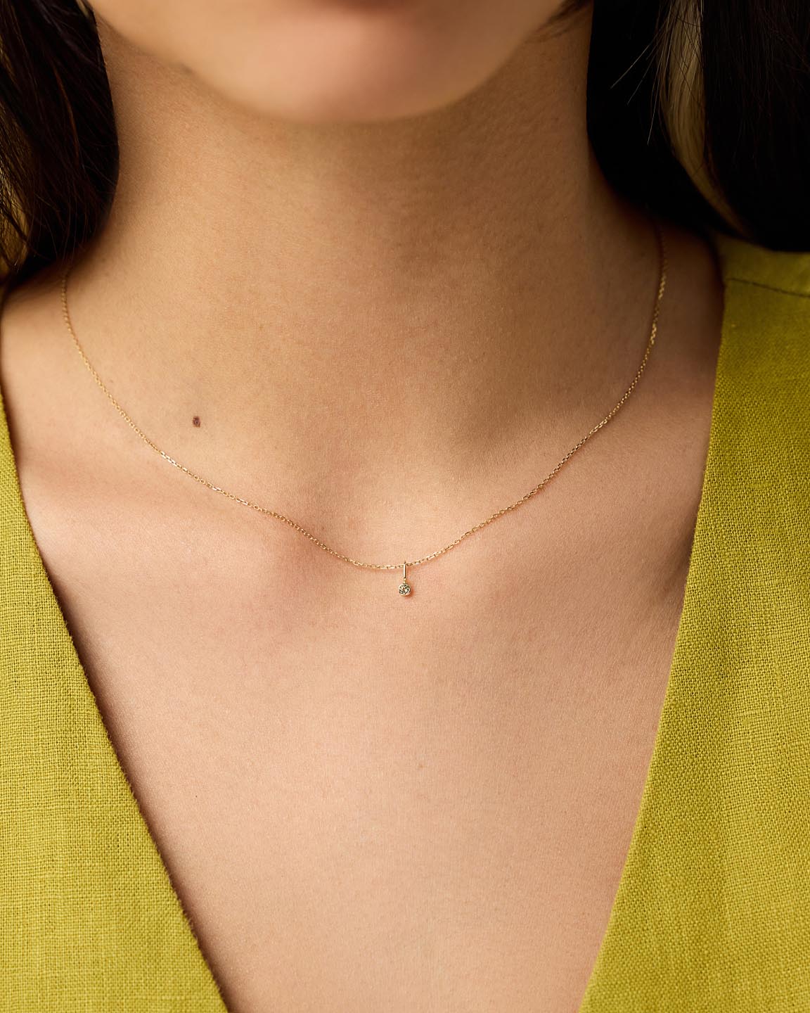 Ana Luisa Jewelry Necklace Charms Birthstone Gold Mini Birthstone Charm August Birthstone Gold Mini Peridot Charm Solid Gold