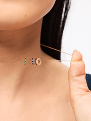 Solid Yellow Gold - Blue Sapphire Zeno Charm