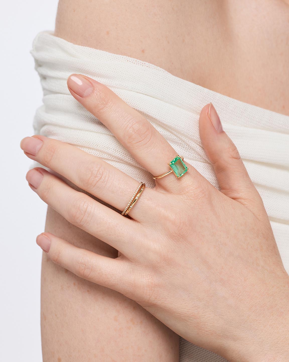 Solid Yellow Gold - Blue Topaz Spritz Ring