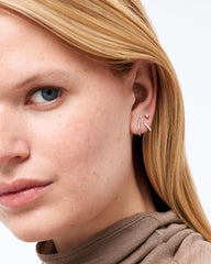 Solid White Gold - Diamond Aurora Huggie Studs