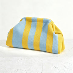 Woven Striped Pouch Clutch