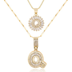 2-Piece 14K Diamond Letter Initial Necklaces