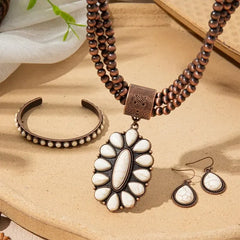 3-Piece Boho Beaded Necklace, Bracelet, Earring Set