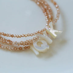 Dainty Stone Beaded Initial Bracelet