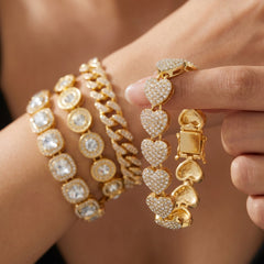 4-Piece Chunky Diamond Bracelet Stack