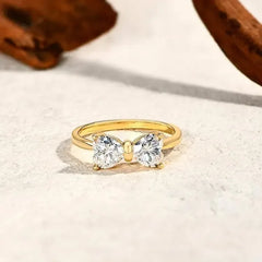 Sterling Silver Moissanite Feminine Bow Ring