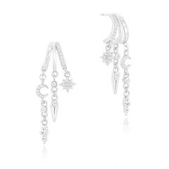 14K Triple Huggie Dangle Earrings Pair